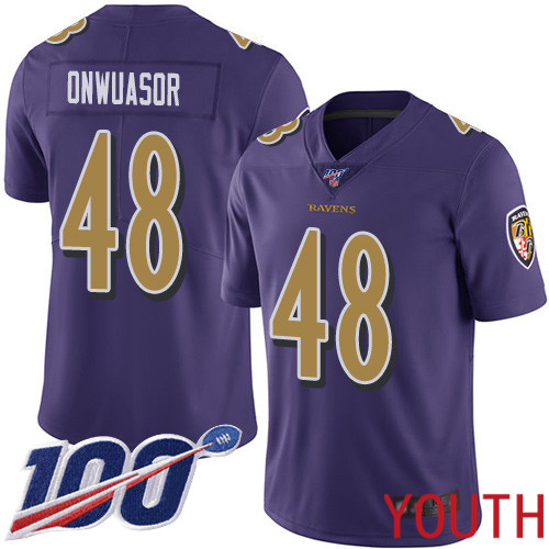 Baltimore Ravens Limited Purple Youth Patrick Onwuasor Jersey NFL Football 48 100th Season Rush Vapor Untouchable